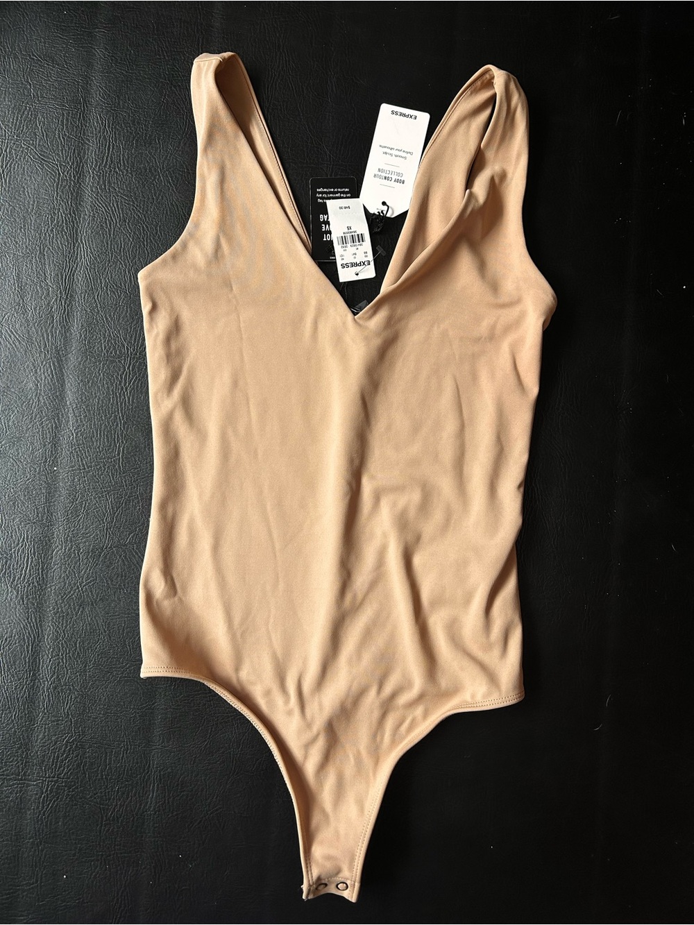 Express Nude V-Neck Thong Bodysuit